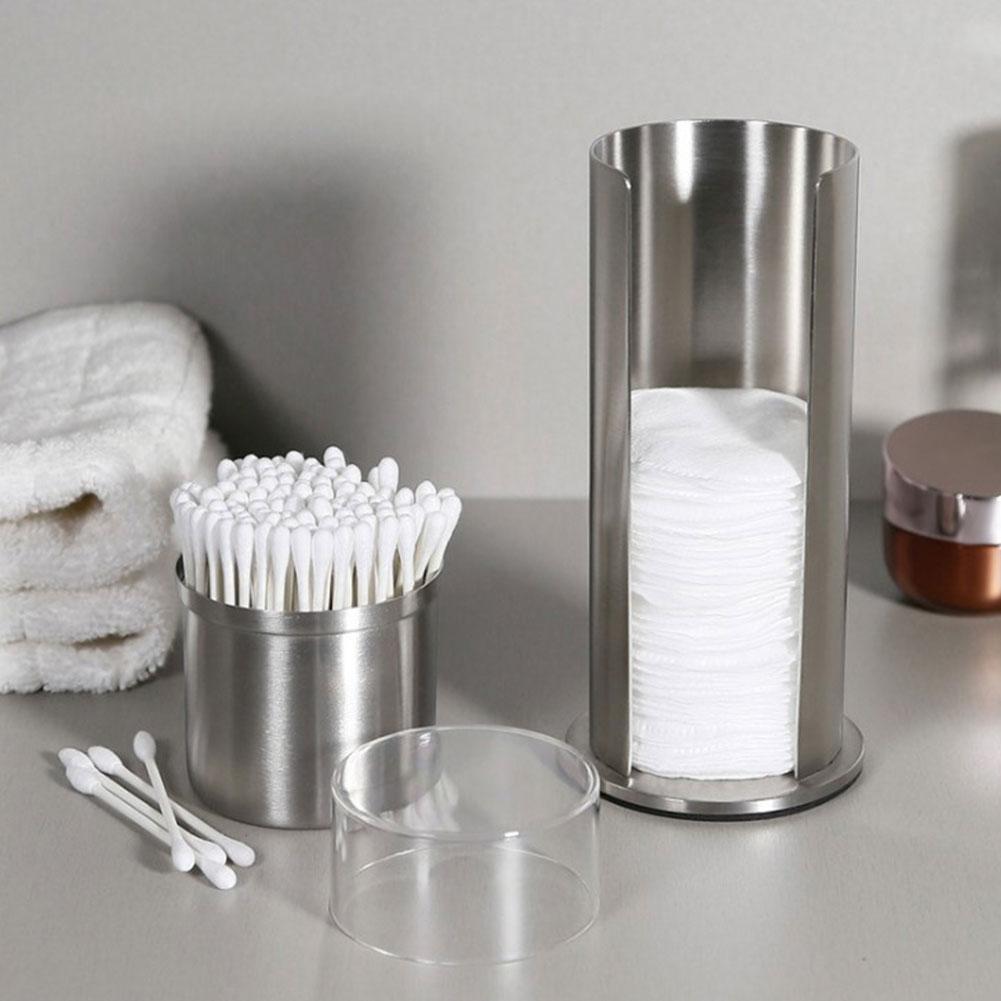 Stainless Steel Makeup Storage Cotton Pads Swabs Organizer Box Cosmetic Cases Holder