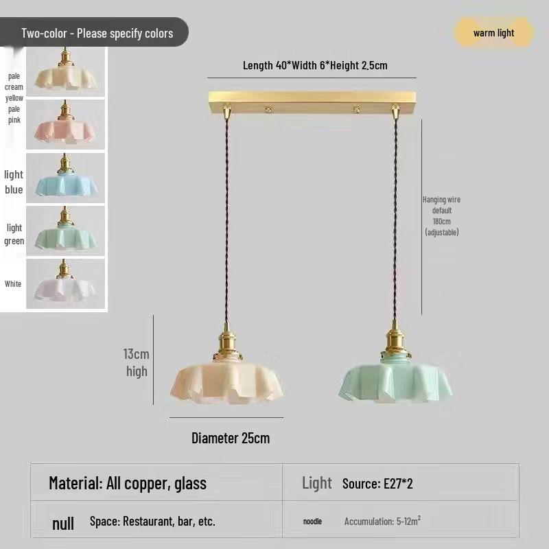 Wabi-Sabi French Retro Cream Glass Chandelier for Aisle, Entrance, Bedside, Bar, Island, Dining Room