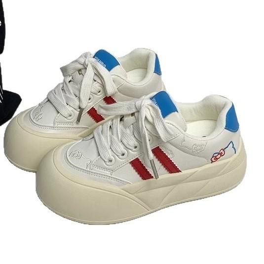 Hong Kong style versatile women's shoes 2025 new spring thick-soled heightened versatile casual sports board shoes lightweight breathable board shoes