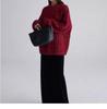 Women's European Style Heavy-Duty Three-Strand Twisted Wool Sweater, Autumn/Winter, Red Heather Yarn, Relaxed Fit