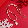 Clavicle Chain Christmas Necklace Santa Cartoon Pendant Choker Rice Beaded Chain  Decoration