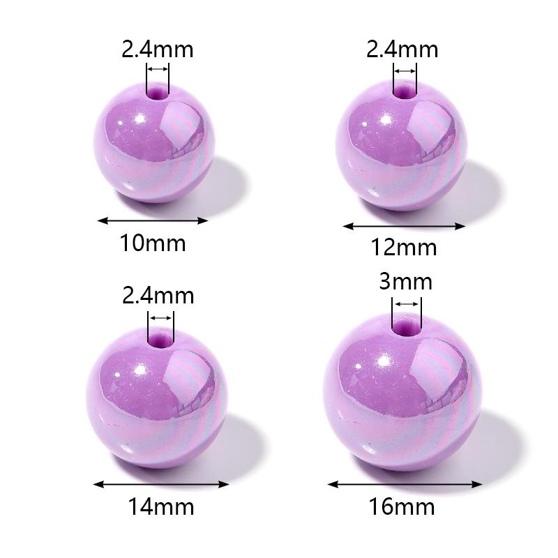 8 10 12 14 16mm Acrylic Round Beads Colorful Glossy Loose Spacer Beads For Handmade Bracelet Making DIY Jewelry Accessories