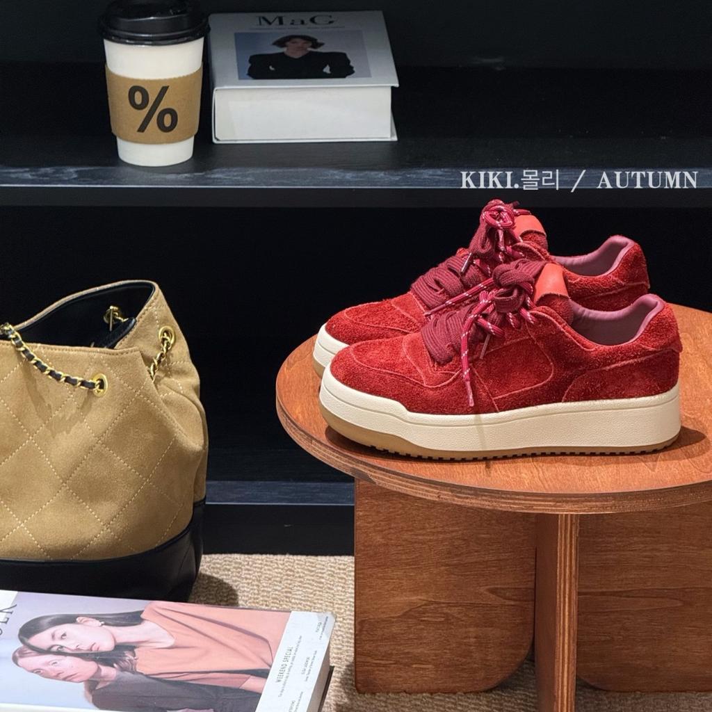 Niche ins tide double color ribbon German training shoes women's 2025 new thick sole heightening versatile casual sports shoes skateboard shoes