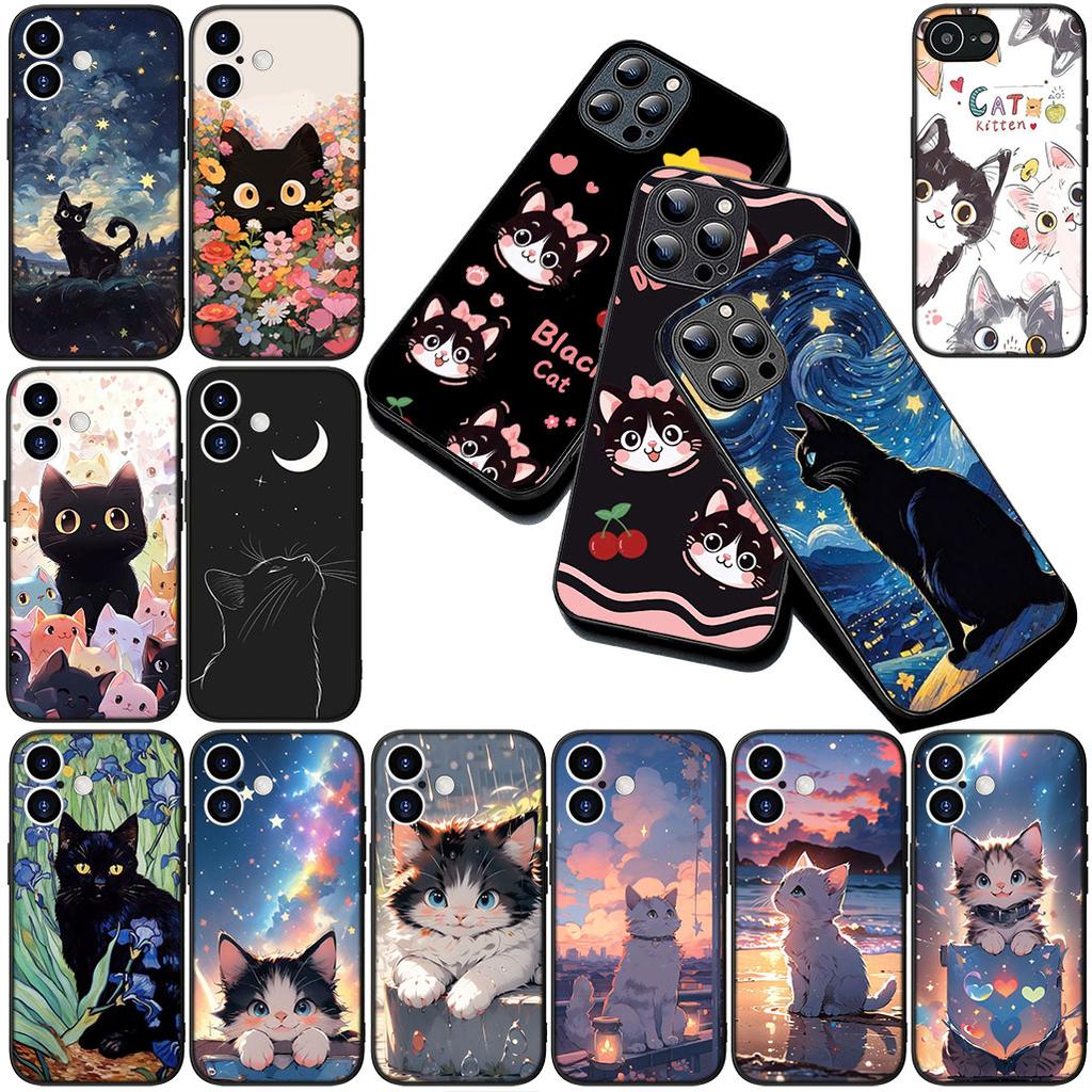 Cover for Xiaomi Redmi Note 12 11 10 A3 Pro 10A 10C 12C Note12 5G 4G Casing Phone Case Black Kitten Cat Eye Cute Anime