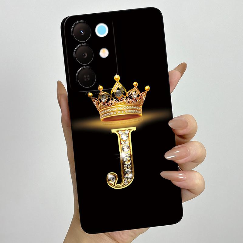 For Realme 15X C85 5G Crown Initial Letter Couple Phone Case Realme15X RMX5250 RMX5253 Soft Silicone TPU Lens Protective Casing