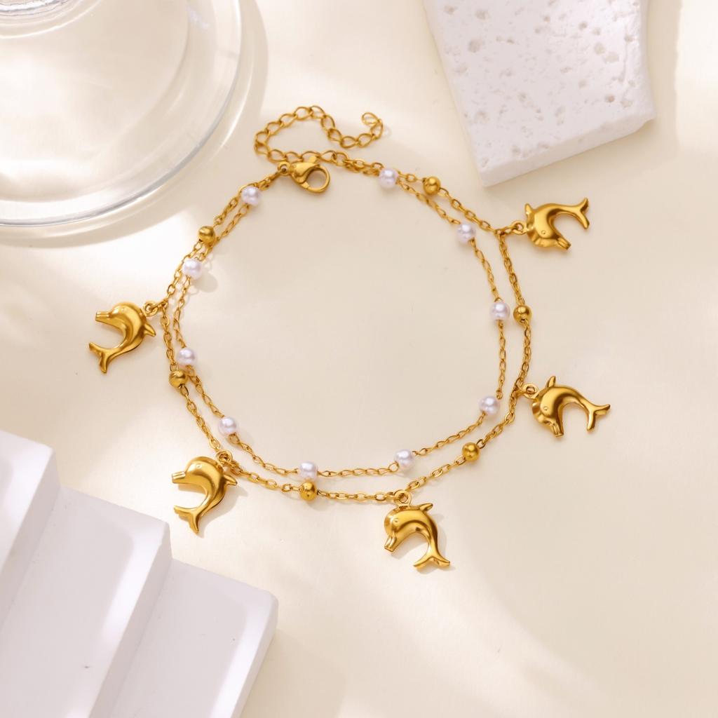 Stainless Steel Imitation Pearl Anklets for Women Gold Color Chain Ankle Bracelet Anklet Summer Beach Jewelry Accessories Gift