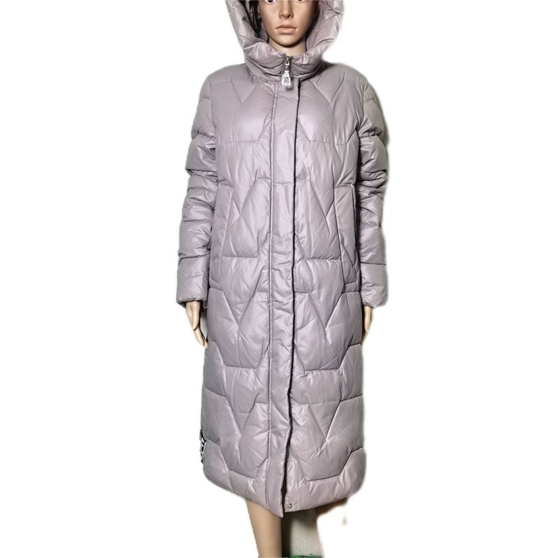 Export Exported To Russia Hooded Down Cotton Cold Protective Clothing Female Long Pure Color Minimalist Thickened Cotton Padded Coat Northeast Winter