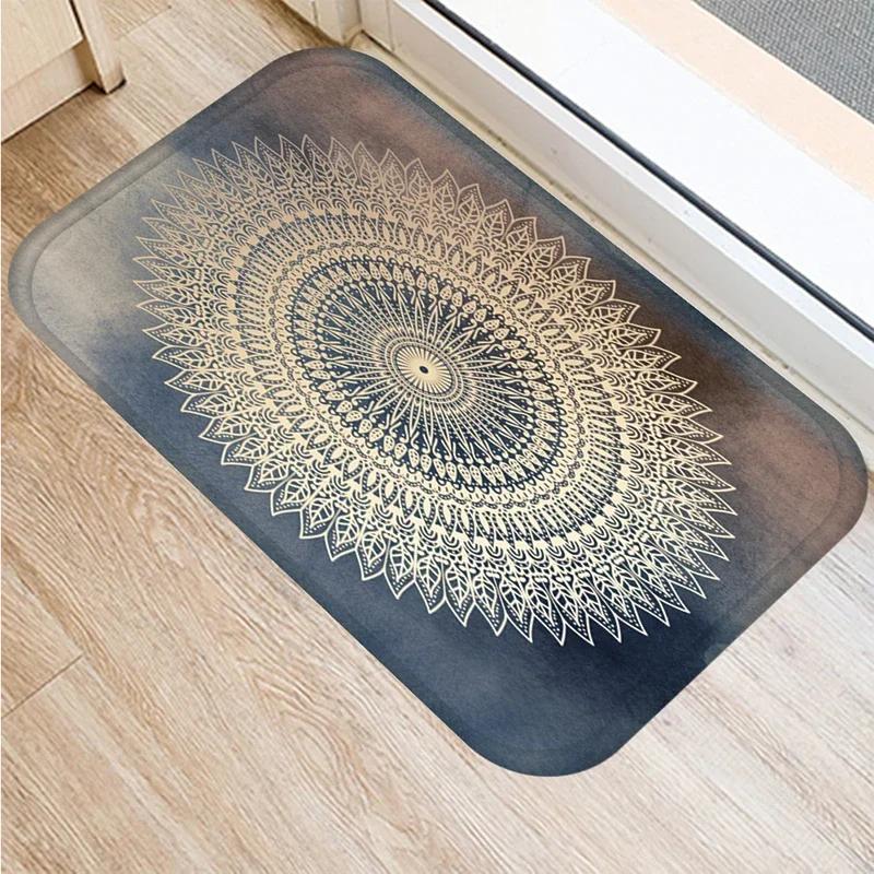 Mandala-Druckserie Fußmatte Schlafzimmer Eingang Fußmatte Heimdekoration Wohnzimmer Willkommens-Fußmatte Rutschfeste Küchenbodenmatten