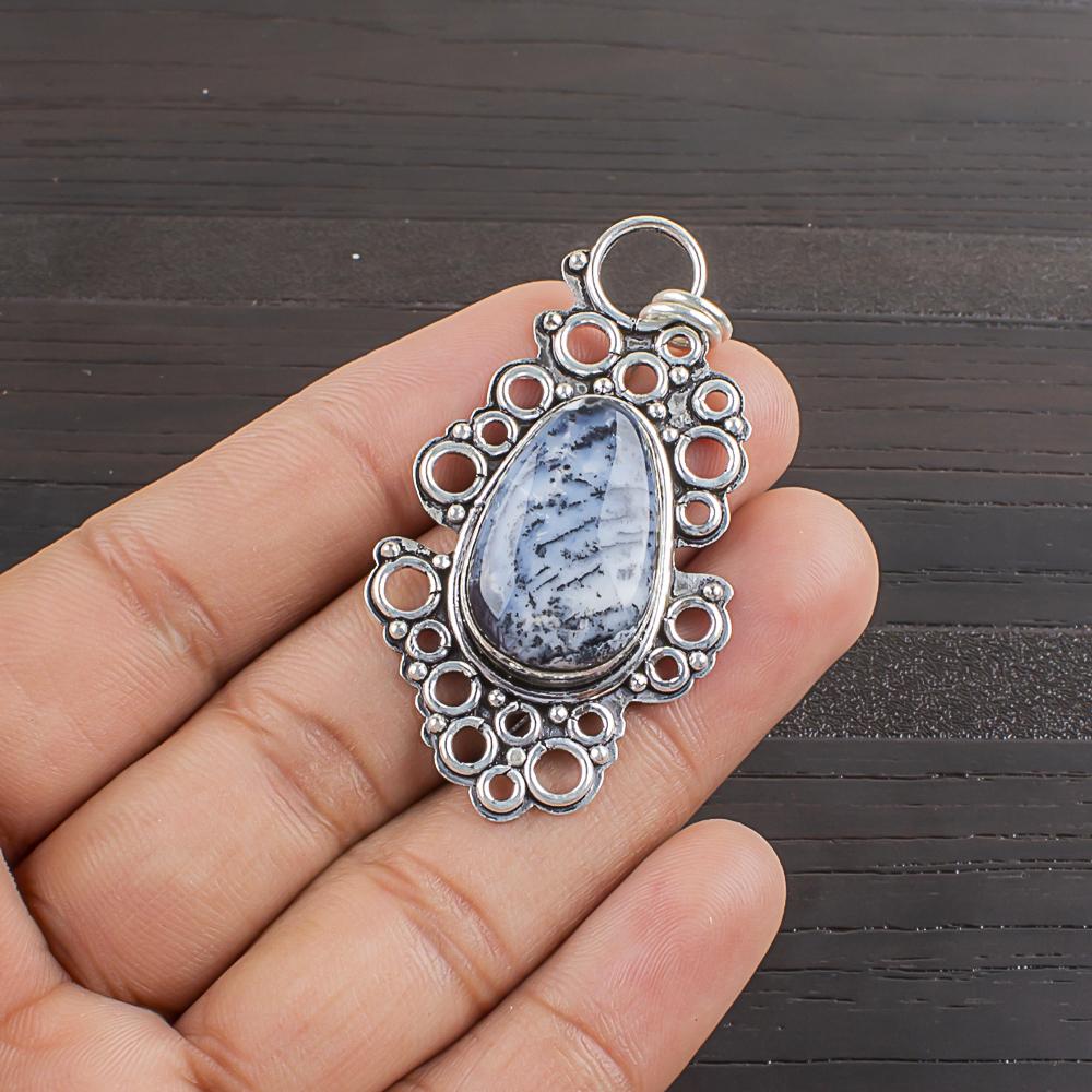 Natural Dendritic Opal Gemstone 925 Sterling Silver Jewelry  Pendant 2.07  AJP-2442