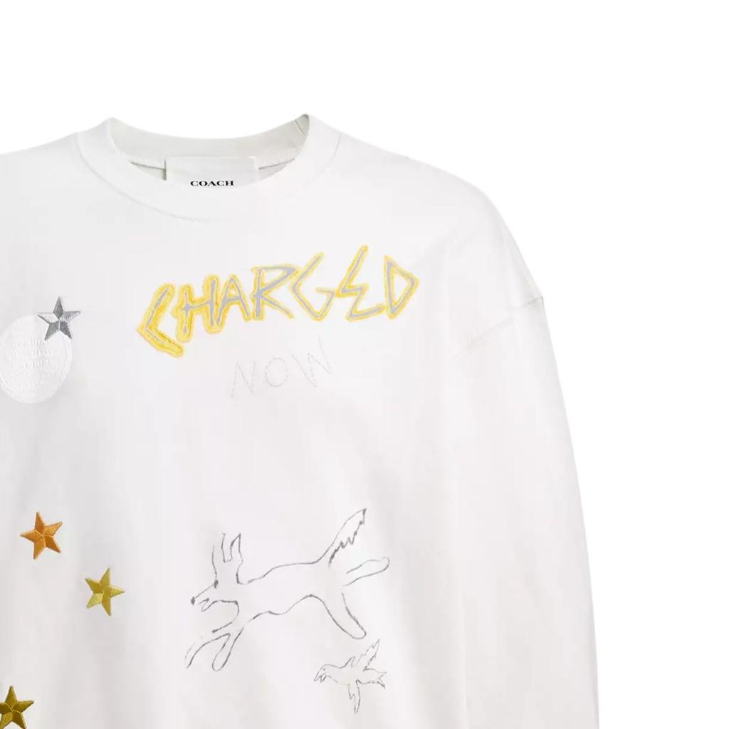 Coach Graffiti Pattern Printed Crew Neck Sports Sweatshirt Men sweatshirt White CAZ83-Y05