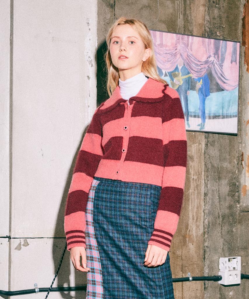 Near&Dear Alice Striped Knit Cardigan_Pink