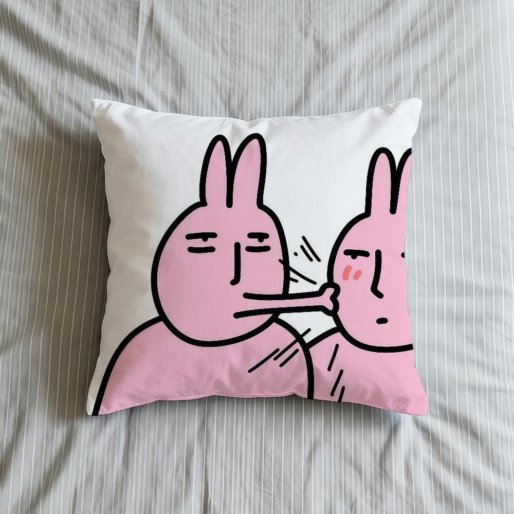 My F-Friend Pink Rabbit Cartoon Cushion Cover Square Decorative Throw Pillow Case Sofa Bed Living Room Birthday Anniversary