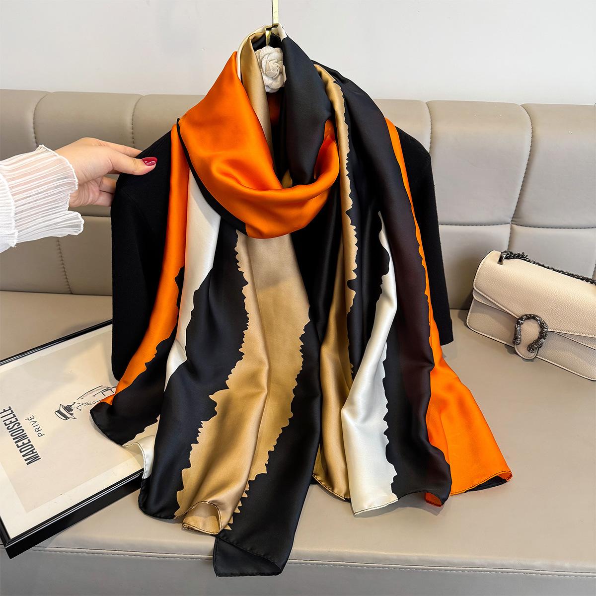 

Роскошный бренд Женские летние шелковые шарфы шали Женские накидки Мягкий женский геометрический пляжный палантин бандана фуляр шарф 80x190