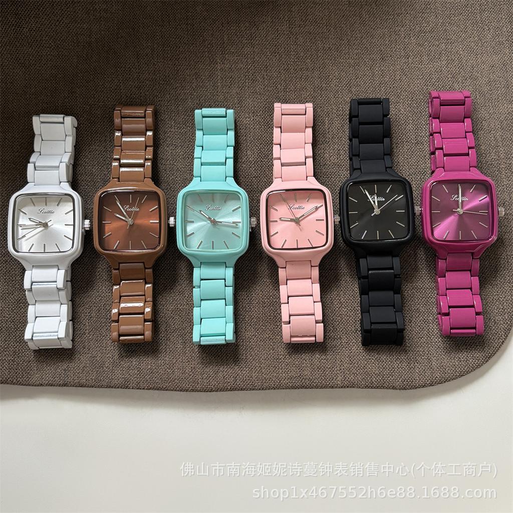 Neue Frühjahrs-Dopamin-Farbe Großes Zifferblatt Mode Koreanischer Ins-Stil Damenarmbanduhr