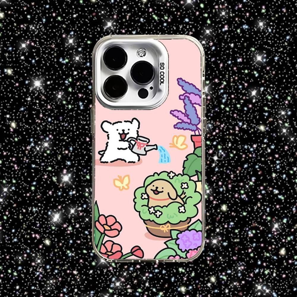 Line Puppy Cute Maltese Phone Case For iPhone 16,15,14,13,12,11,Pro,XS,Max,Plus,Mini,SE White Candy Matte Shockproof Cover