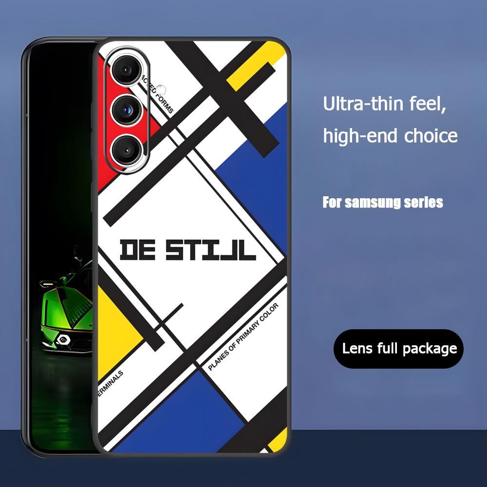 Art Fashion Piet Mondrian Phone Case For Samsung Galaxy S25 S24 S23 S22 S21 S20 Plus Ultra Note20 Soft Black