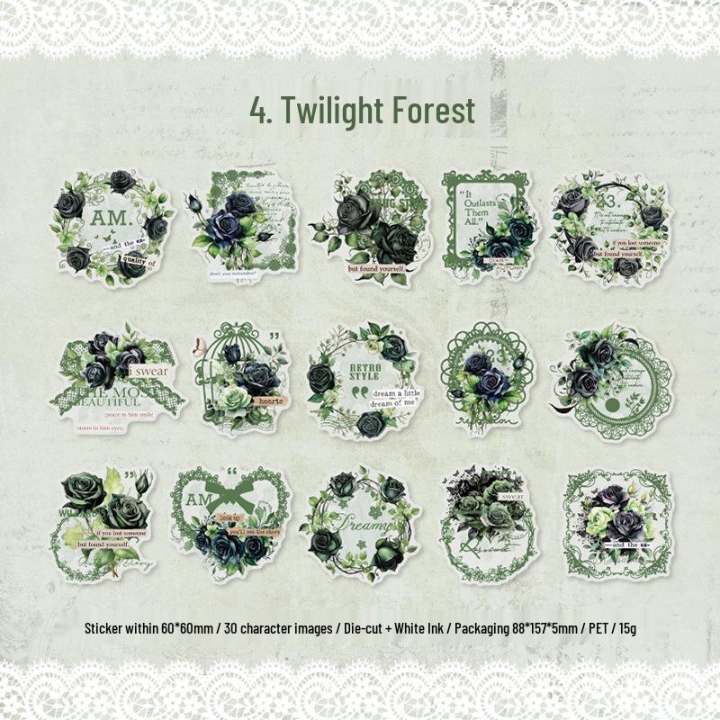 Yan Ji Retro Flower Dream Sticker Pack - 6 Styles for Journals & Collages
