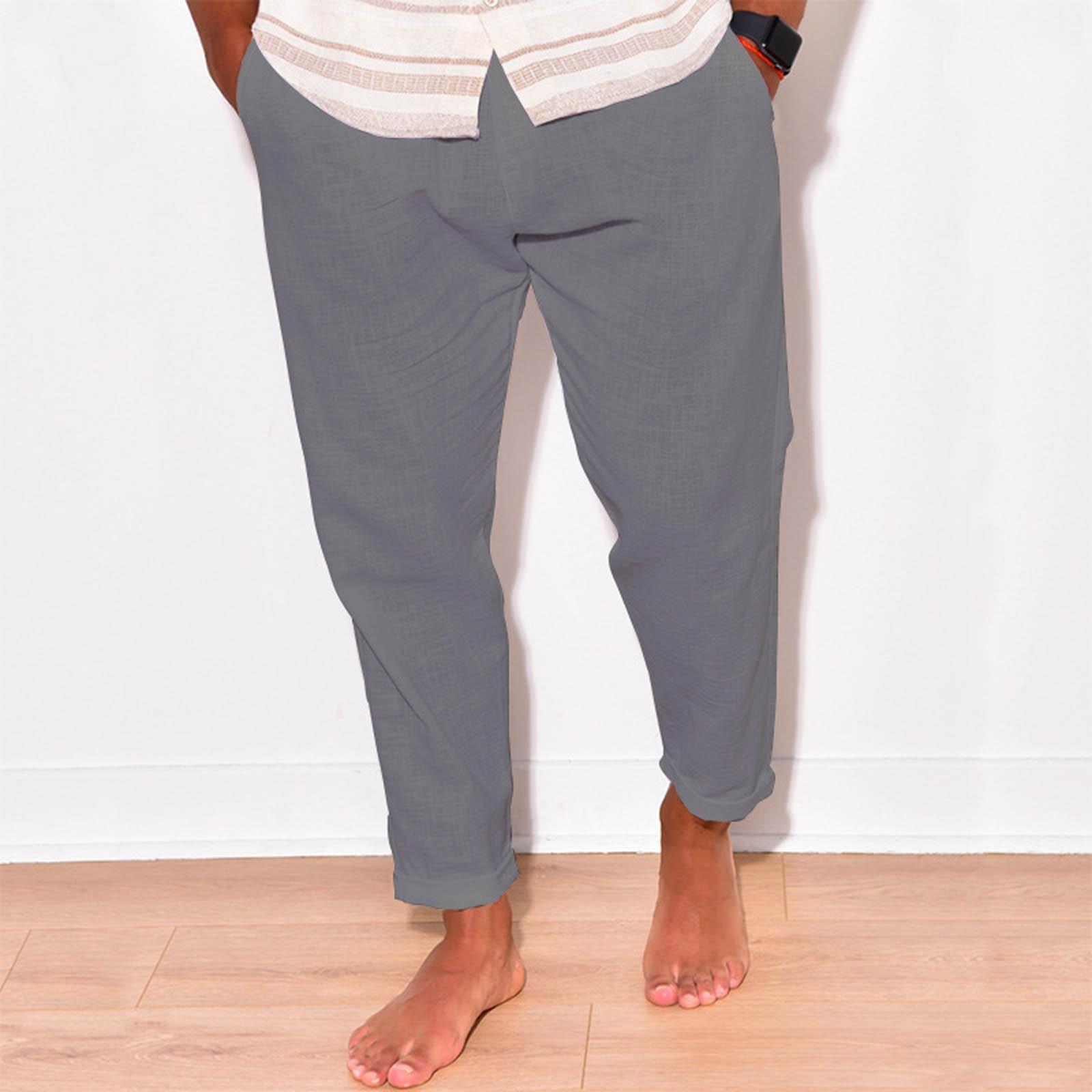 

Летние мужские тонкие повседневные спортивные брюки из хлопка и льна XXL