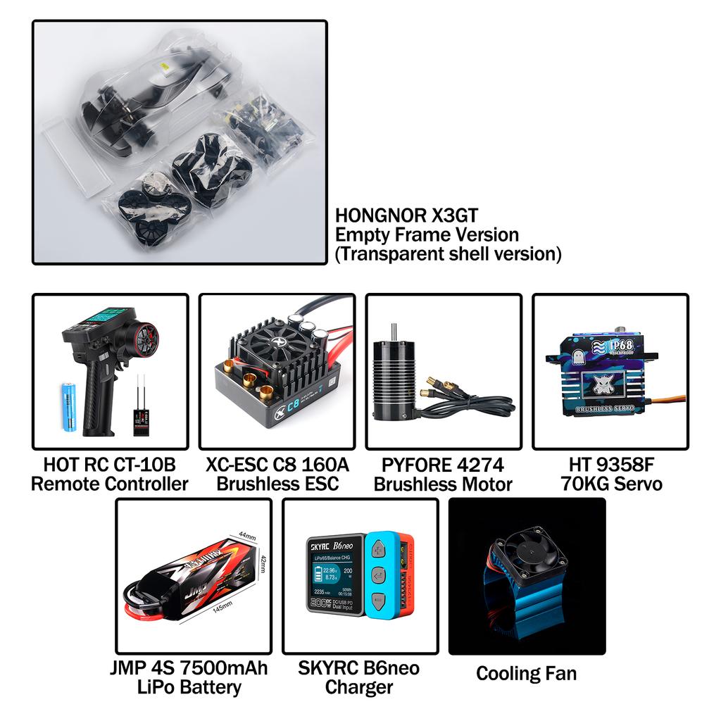 HONGNOR X3GT Electric Version 1/8 RC Electric Remote Control Model Car On-Road Racing Adult Children's Toys