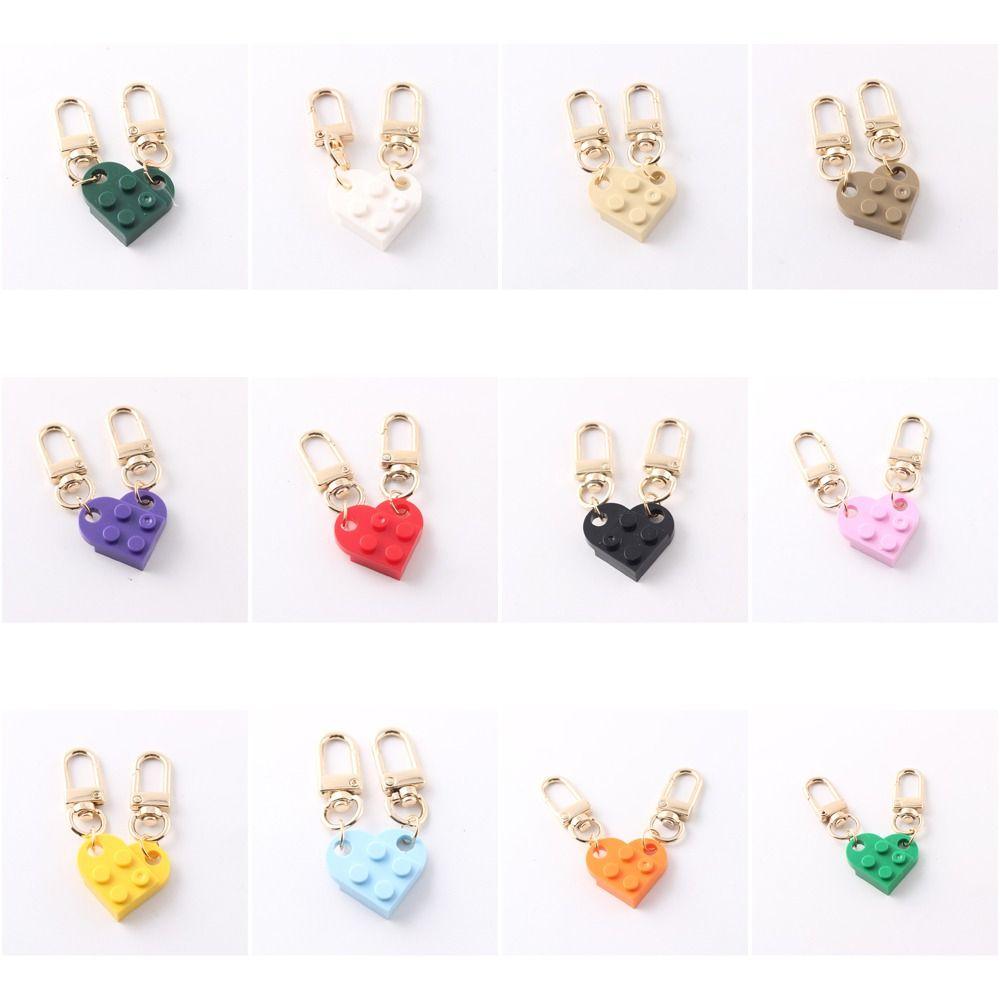 Jewelry Ornaments Heart Key Ring Building Block Key Buckle Love Heart Brick Keychain Key Chain