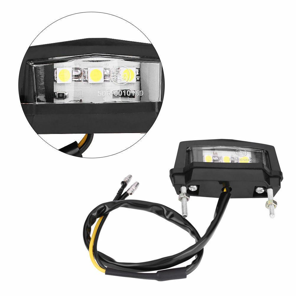 12V Motorcycle LED License Plate Light White Lamp Waterproof 2 Wires Black Shell For Honda Kawasaki Yamaha Accessories