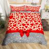 Red Love Heart Duvet Cover For Couples,Bow Romantic Bedding Set Valentines Day Loving Hearts Quilt Cover Wedding Comforter Cover