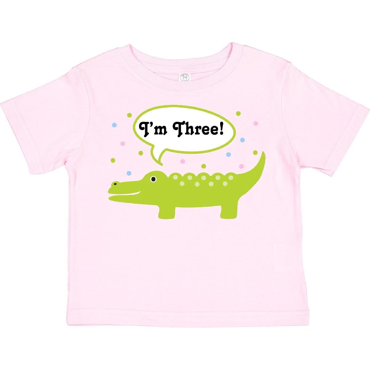 Inktastic 3rd Birthday Alligator I m Three Toddler T-Shirt Third Bday Cute Green 140