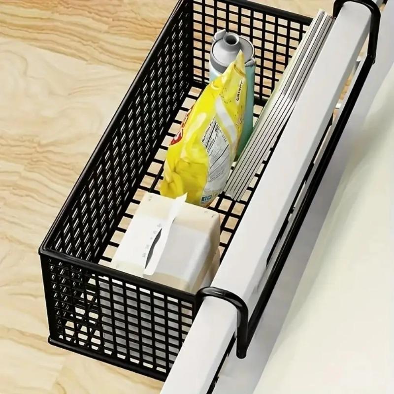 Iron Bedside Storage Basket Space-saving No Drilling Hanging Wire Basket Large Capacity Bed Bedside Shelf Holder Baby Bed Rails