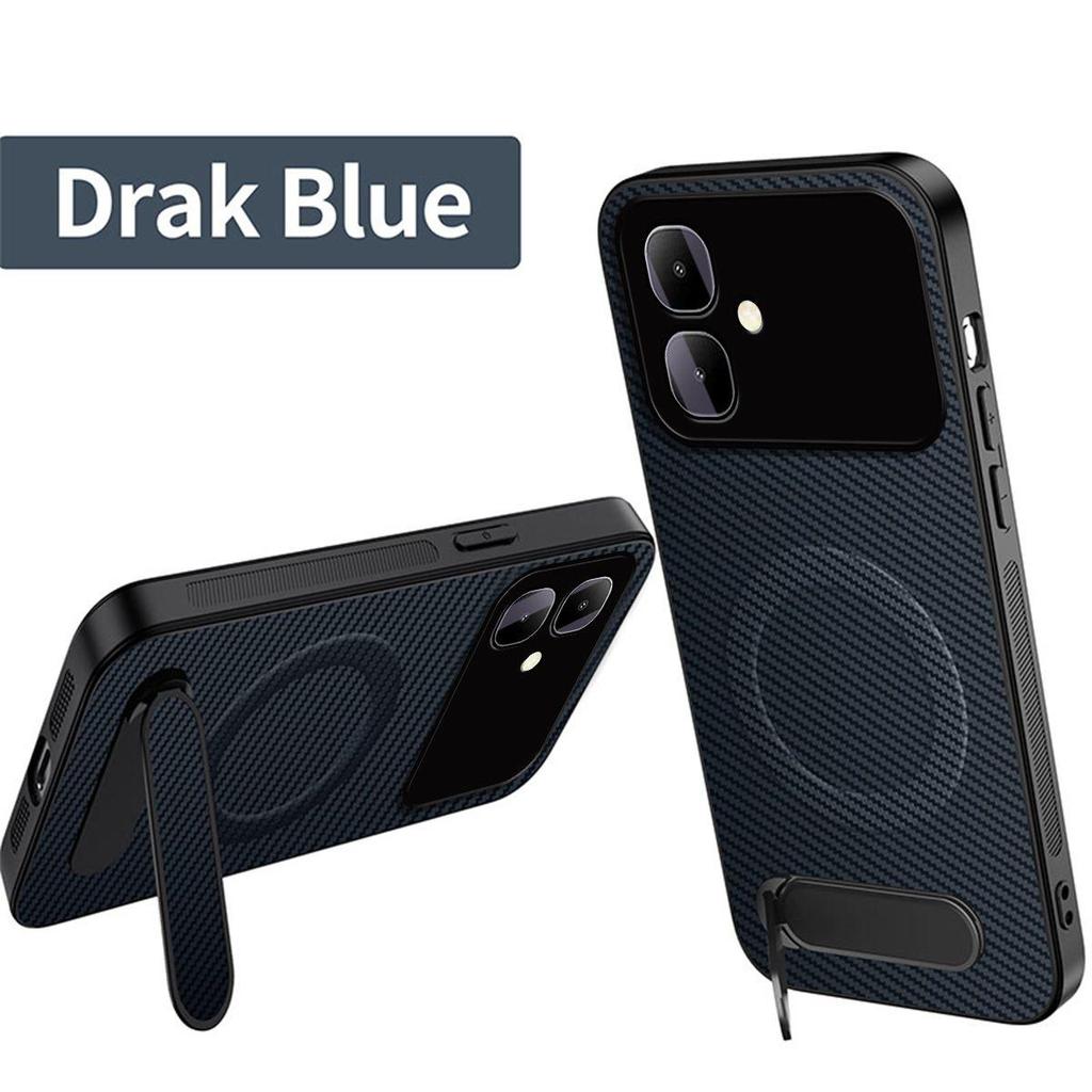 Carbon Fiber Texture TPU Phone Case for infinix SMART 20 Multi‑Angle Kickstand Soft Protective Cover
