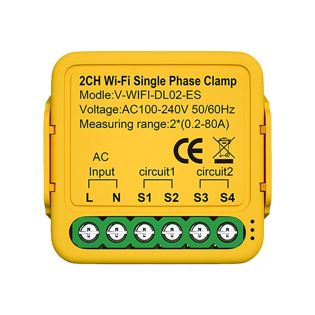 Tuya WiFi Monitor de Energia Doméstica Inteligente 2.4GHZ Medidor de Energia Inteligente Monofásico Monitor de Consumo 80A Cor Solar