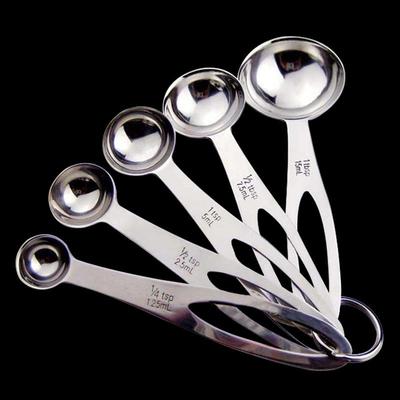 5 Stück Küchenbackhelfer, Fünfteiliges Set aus Messlöffel aus Edelstahl, Messlöffel-Set, Kreativer Messbecher mit Skala
