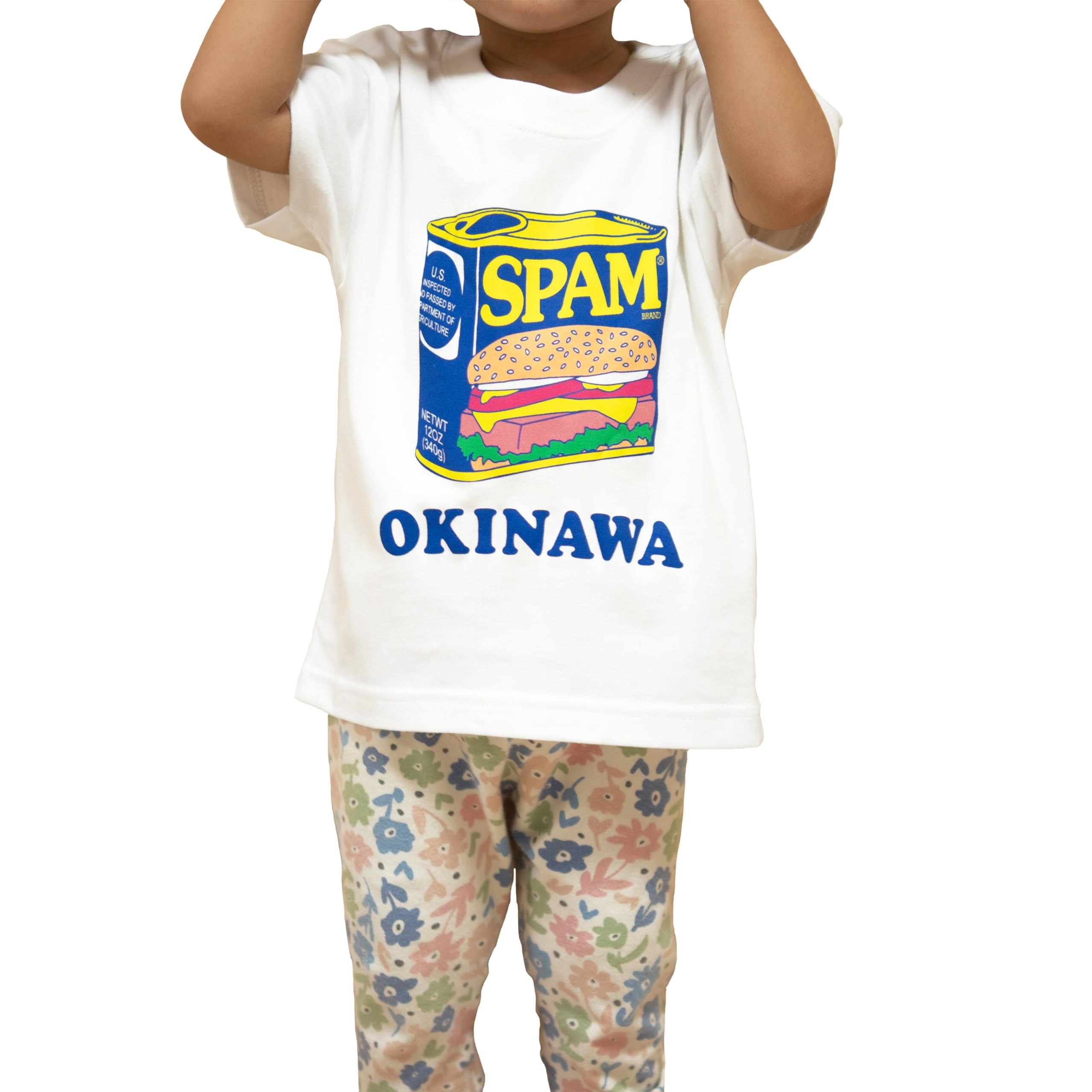 

SPAM OKINAWA Kids White Canned Food T-Shirt, Spam, for Boys and Girls, Spam Hamburger, Okinawa Limited Edition (JP, Size 140, White)