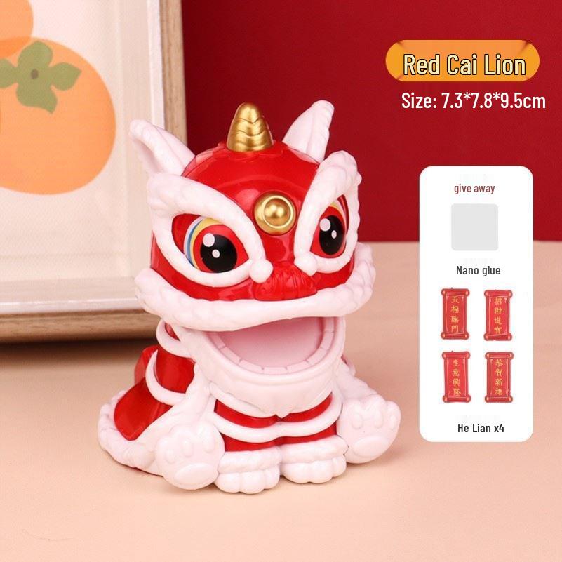 

Guochao Style Lion Dance Solar-Powered Ornament: Car Dashboard & Desk Decor As Shown