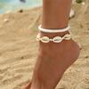 White Foot Chains 2pcs/Set Conch Shell Anklets For Women Beach Jewelry Creative Ocean Animal Ankle Bracelet Summer Accessories