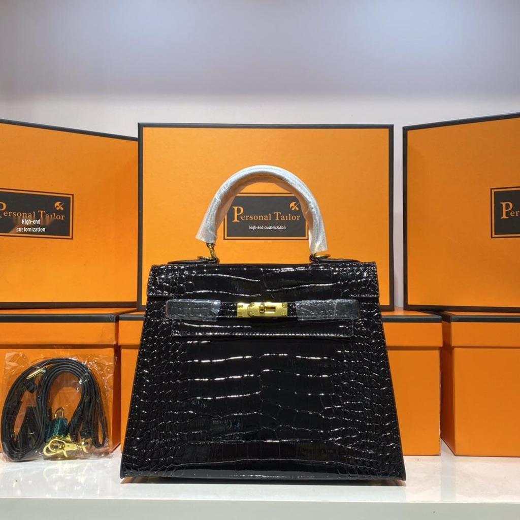 Europese & Amerikaanse Retro Krokodillenpatroon Kelly Enkelbandige Crossbody Tas: High-End, Modieuze, Lichte Luxe Handtas voor Dames