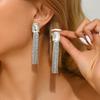 14K Real Gold Electroplating, Fashion Temperament Long Fringed Earrings Light Luxury High-End Trend Stud Earrings Women