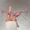 KAMMPT Fashion Cat Eye Multi Color Frame Women's Trendy Crystal Shiny Glasses Non-prescription Original Brand Design Eyewear
