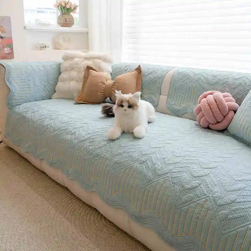 

1 шт. Хлопковая ткань Чехлы на сиденье дивана Нескользящие Чехлы на диван с неровным краем для гостиной Четыре сезона Накидка на диван Домашний декор A 70x70cm 1pc