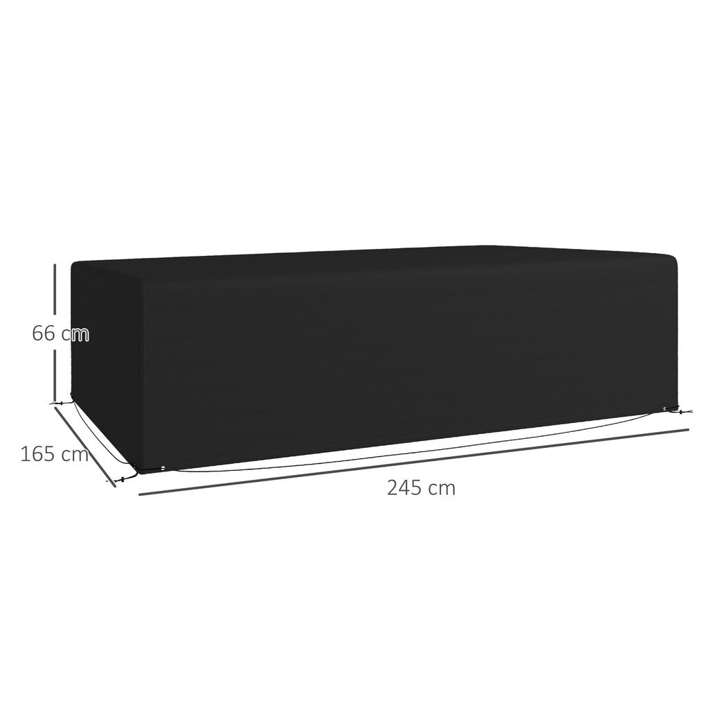 Outdoor Garden Furniture Cover Waterproof, Anti-UV 600D Heavy Duty Oxford Fabric Patio Furniture Cover for Rectangular Sofa Table Set, Black
