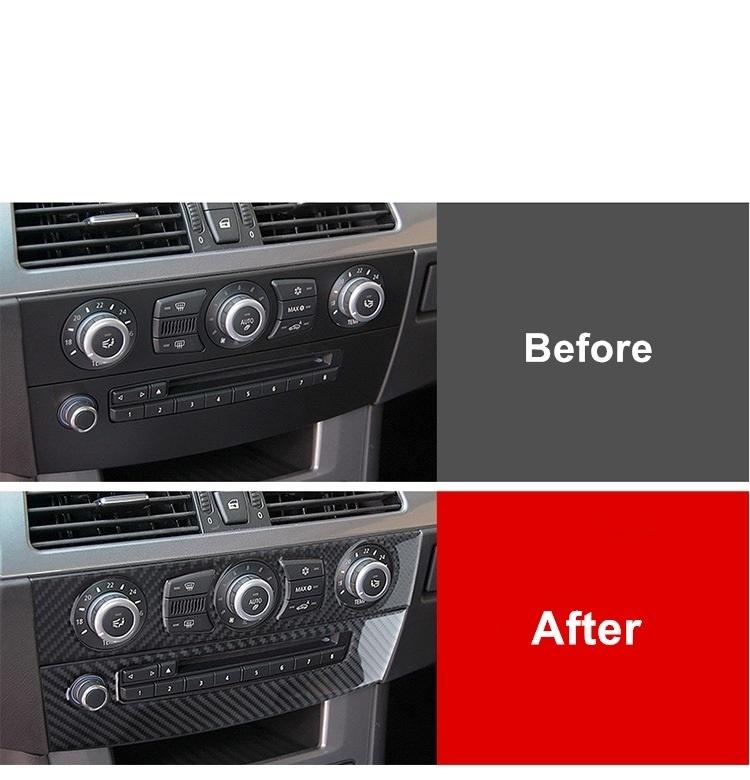Carbon Fiber Car CD Panel Sticker Decal Cover Interior Modification Accessories for BMW 5 Series E60 2004-2010