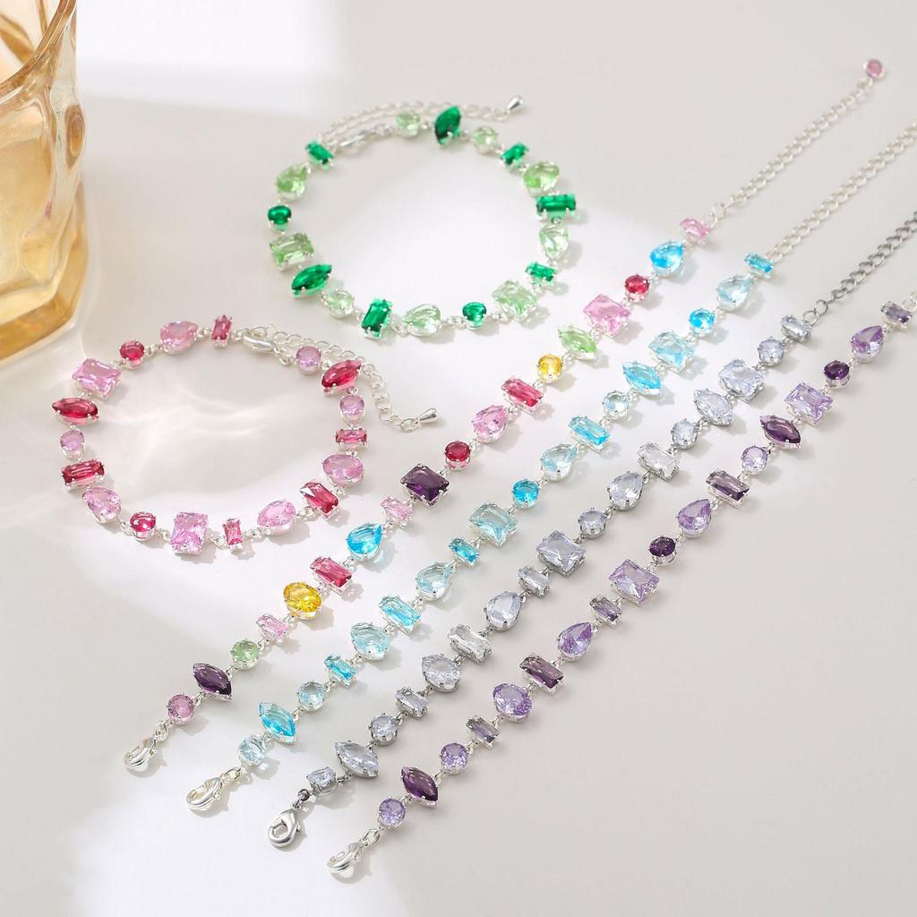 Bracciale da Donna Colore Dopamina con Pietre Preziose - Zircone Arcobaleno di Lusso, Design di Nicchia Versatile.