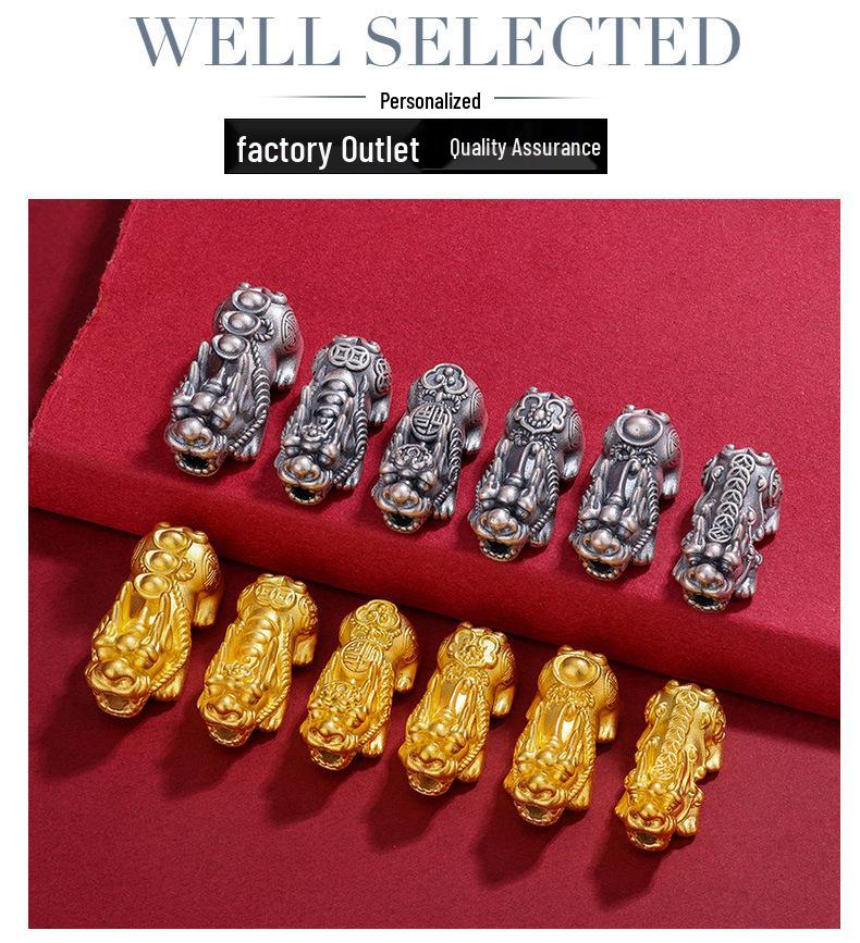 S999 Sterling Silver Pi Xiu Wealth Attracting 3D Ingot Bracelet Accessory