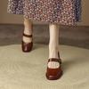 Vintage Brown Single Shoe Women's 2025 New Shallow Slip-on High Heel Shoe Thick Heel Mary Jane Woman's Summer Flat