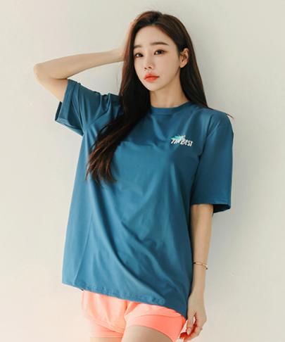 Tyubeuteuli Best Trip Women'S Short Sleeve Rash Guard B518 Coral Blue