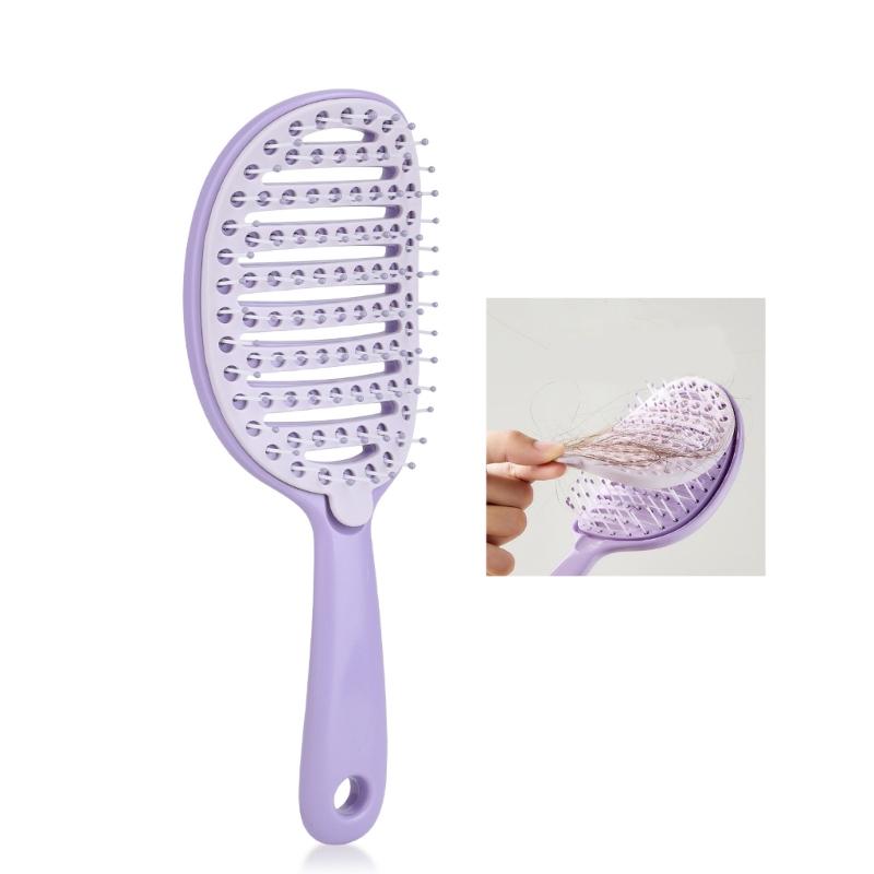 Wet And Dry Use Volumizing Hair Comb With Auto Cleaning Design For Gentle Detangling And Comfortable Ergonomic Grip