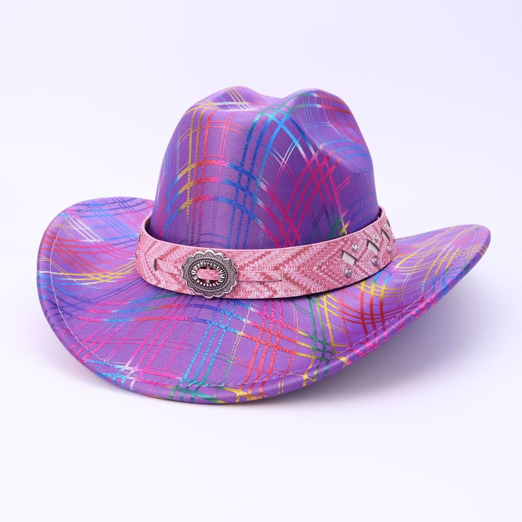 New Western Cowboy Hat Colorful Peach Top Jazz Hat Men's and Women's Trend Fashion Laser Top Hat
