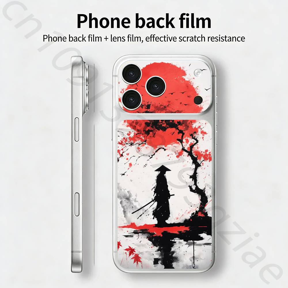 Japanese Bushido Samurai For iPhone 17 pro Max /17 pro Full Cover Decal Skin Wrap 3D Colorful Rear Protective Sticker Film