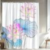 1pc for Lotus Theme Shower Curtain - Exquisite Floral Pattern with Pink, Blue, Green & Yellow for Lotus Flowers, Polyester Fabri