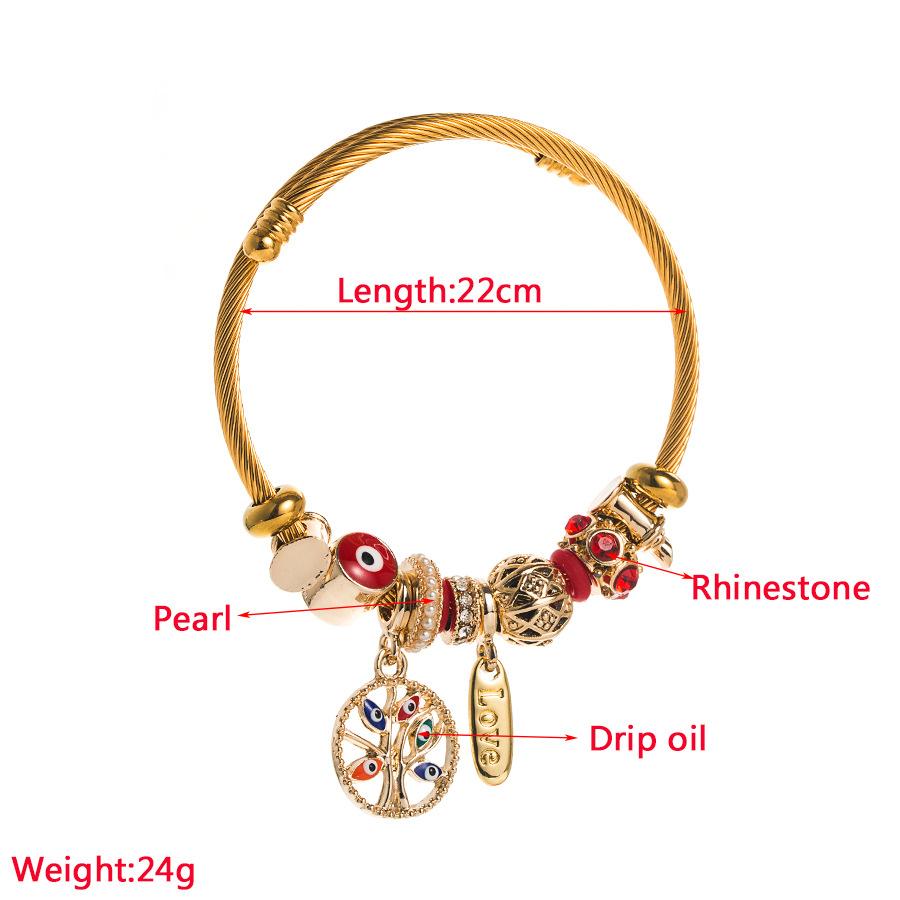 Gold DIY Sen Serie Armband Personalisiertes Tropföl Teufelsauge Armband Lebensbaum Edelstahl Armband