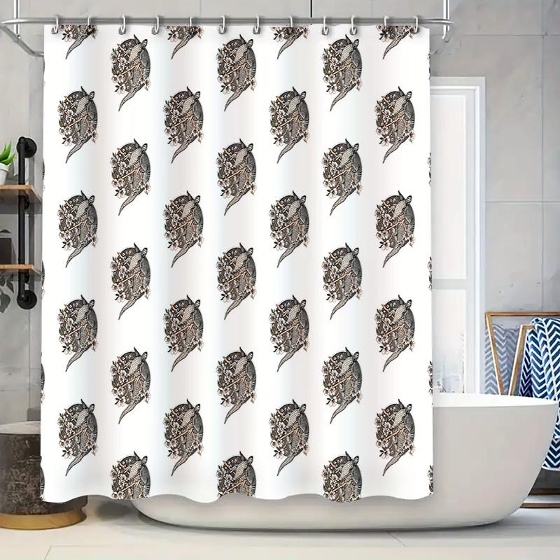 Floral Shower Curtain Vintage Botanical Washable Bathroom Decor Nature Patterned Fabric Backdrop for Spa 90x180cm